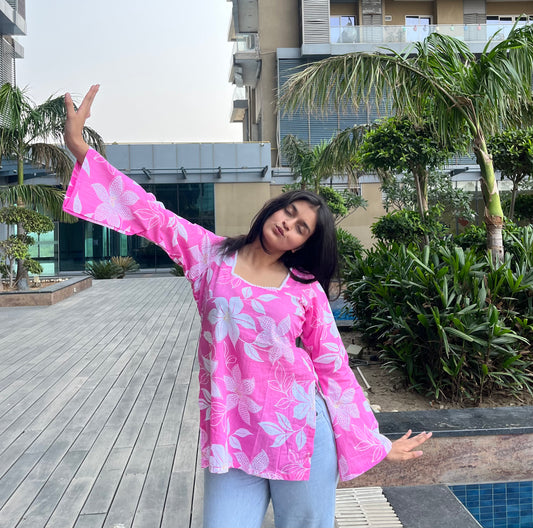 Cherry Blossom Straight Short Kurti