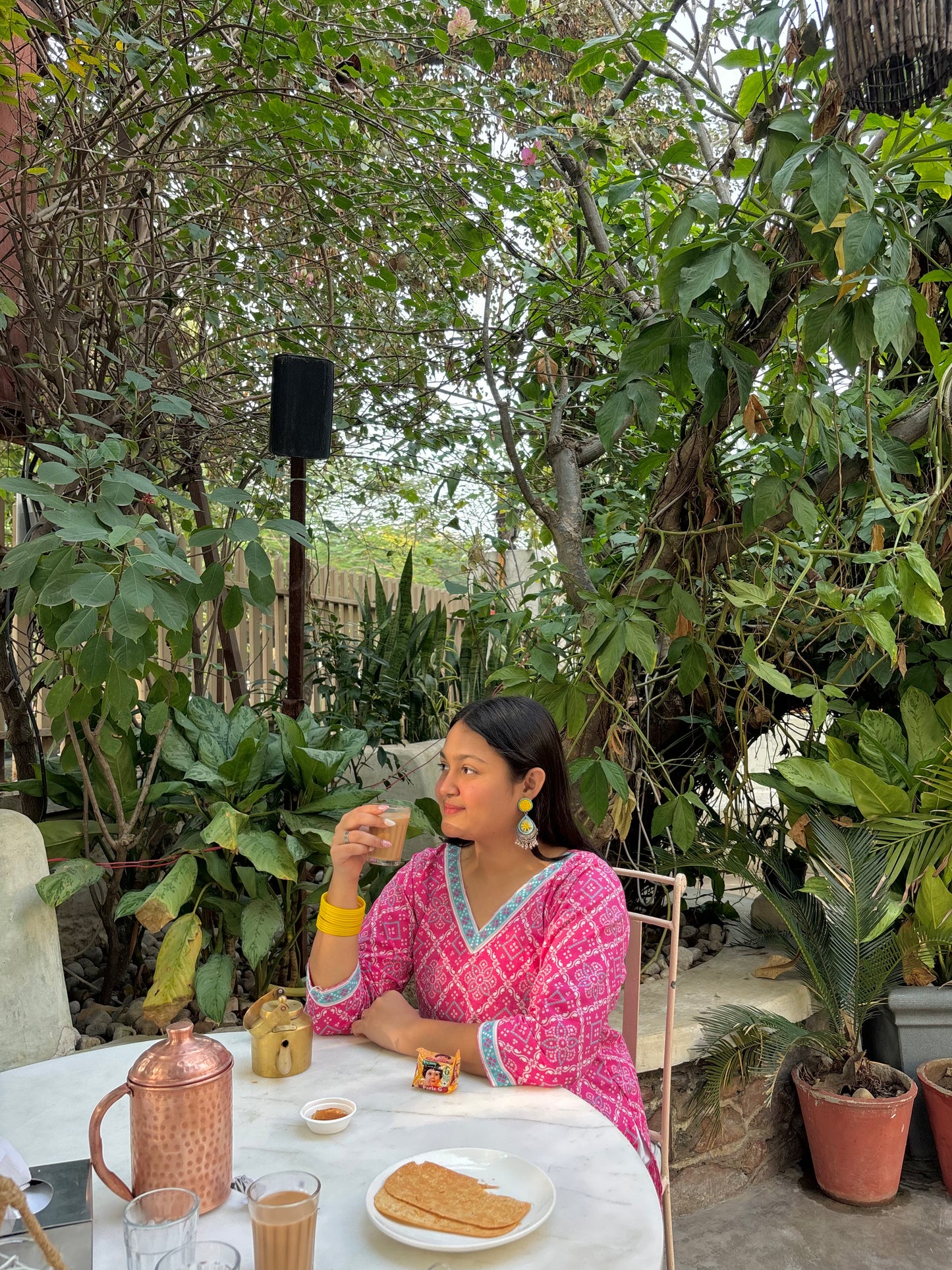 Pink Bandhini Straight Kurti Top