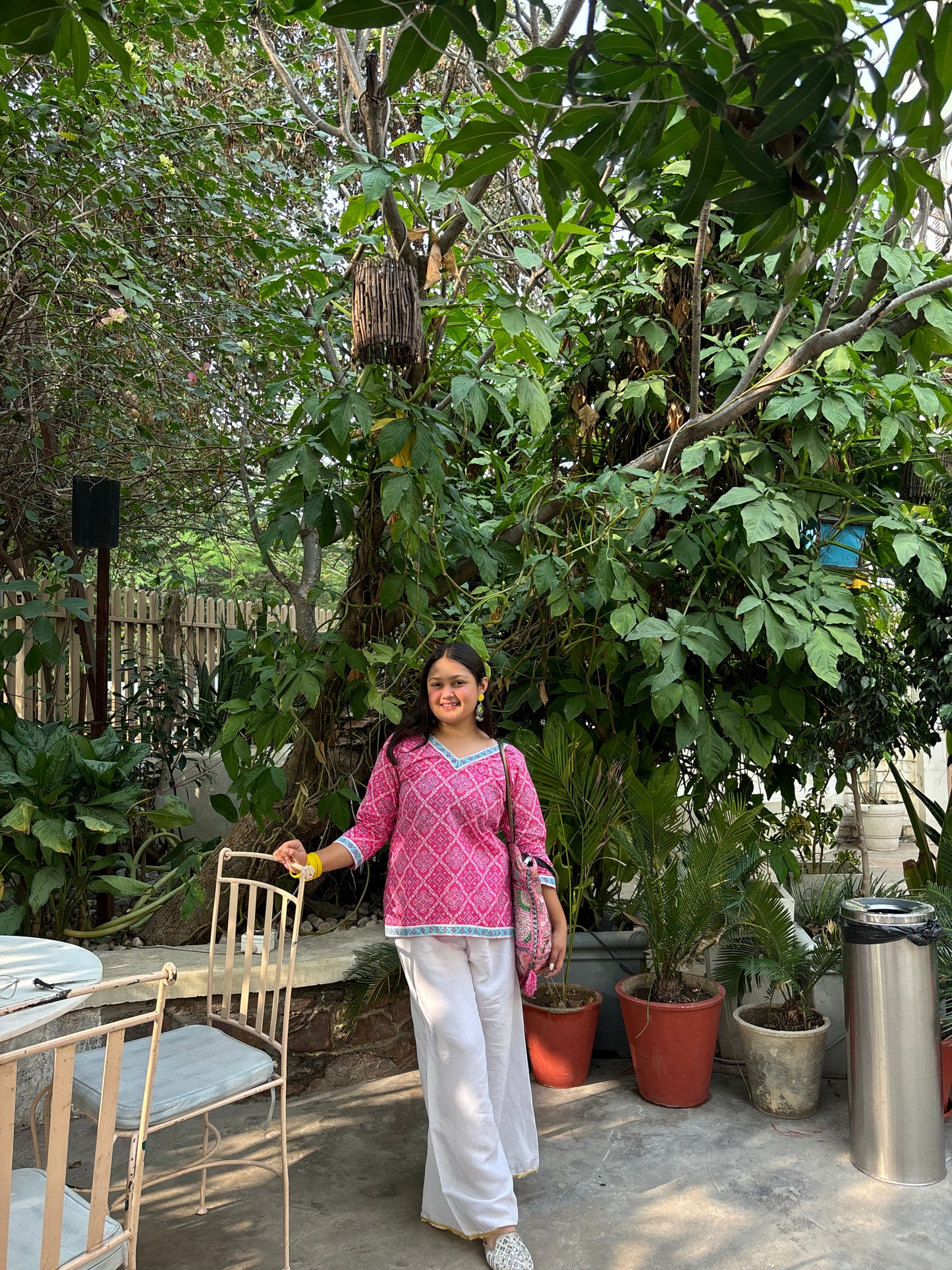 Pink Bandhini Straight Kurti Top