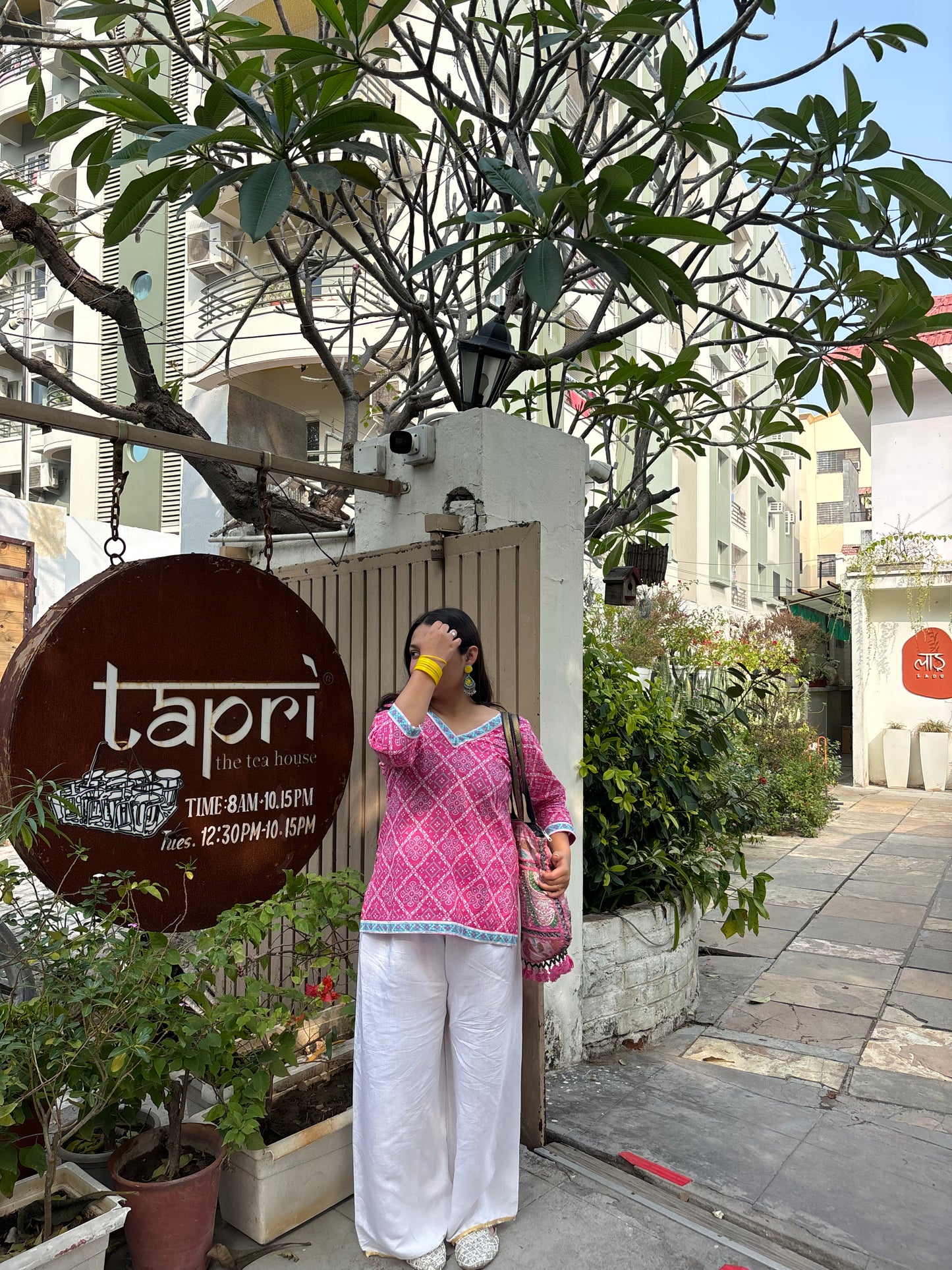 Pink Bandhini Straight Kurti Top