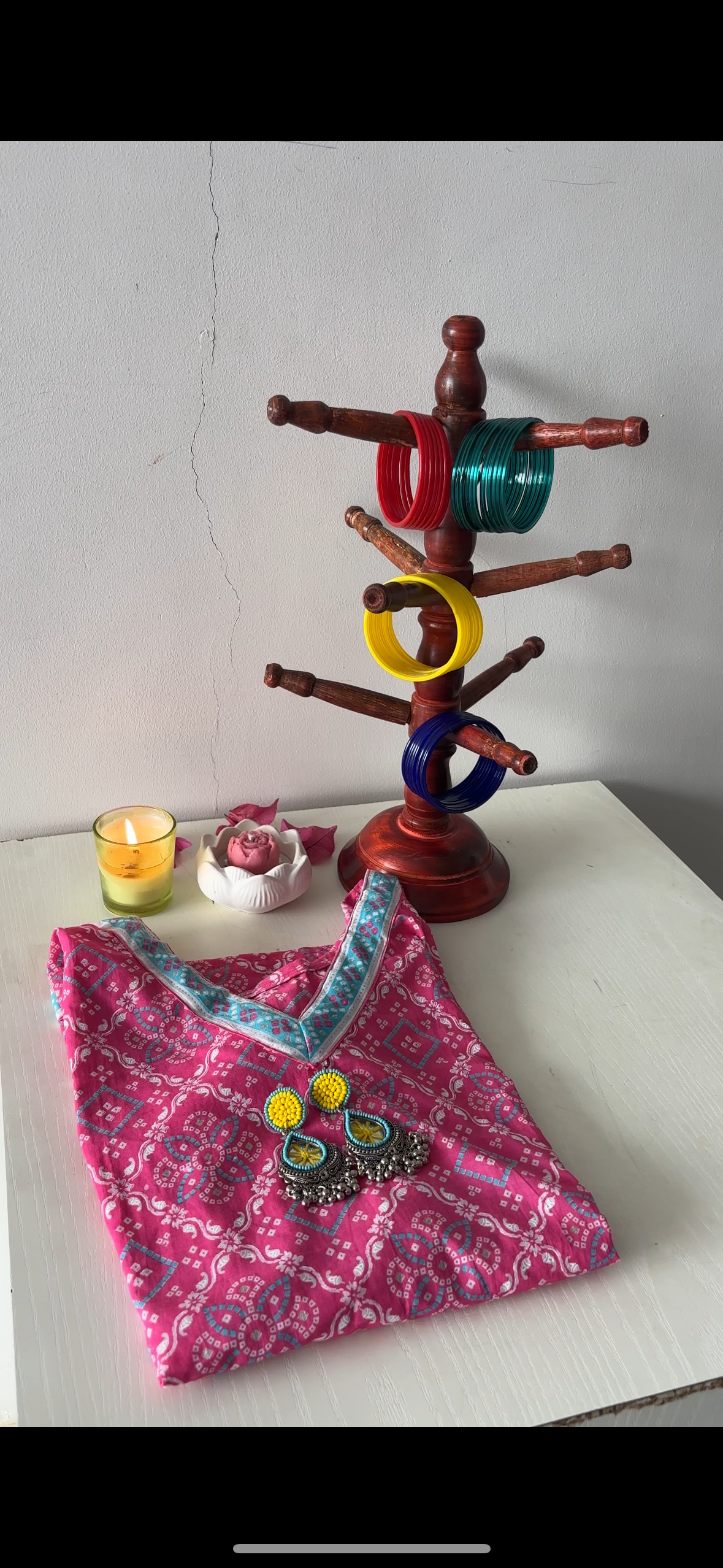 Pink Bandhini Straight Kurti Top