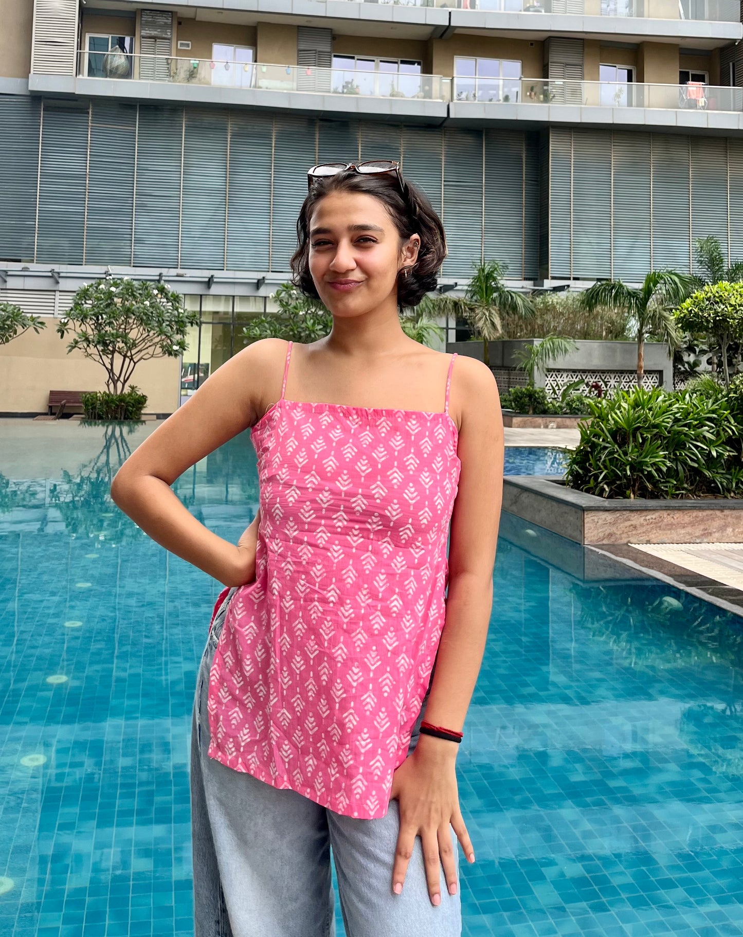 Pink Crisp Noodle Short Kurti