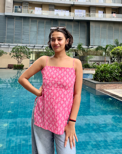 Pink Crisp Noodle Short Kurti