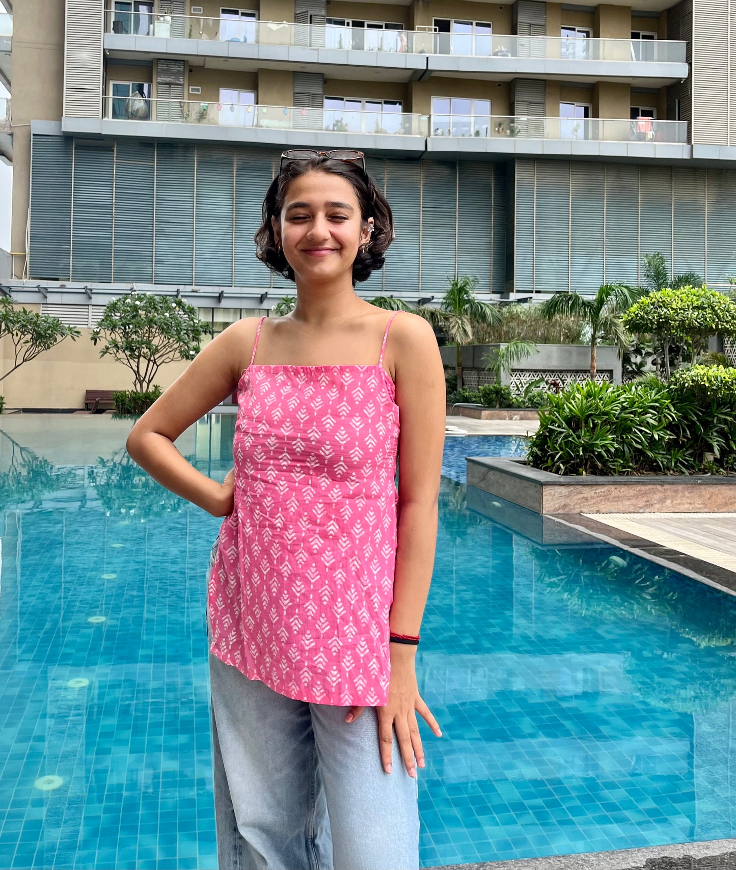 Pink Crisp Noodle Short Kurti