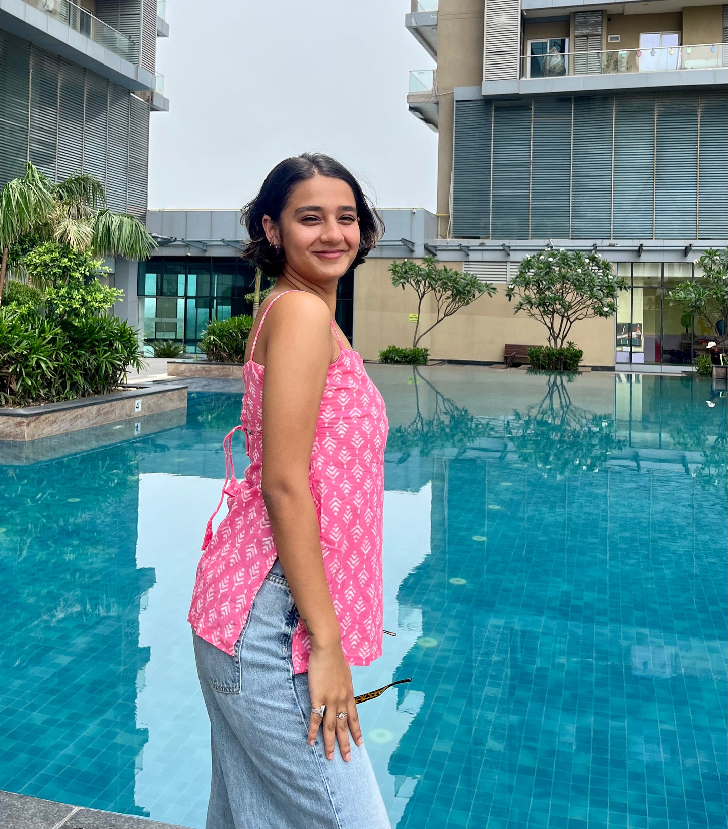 Pink Crisp Noodle Short Kurti