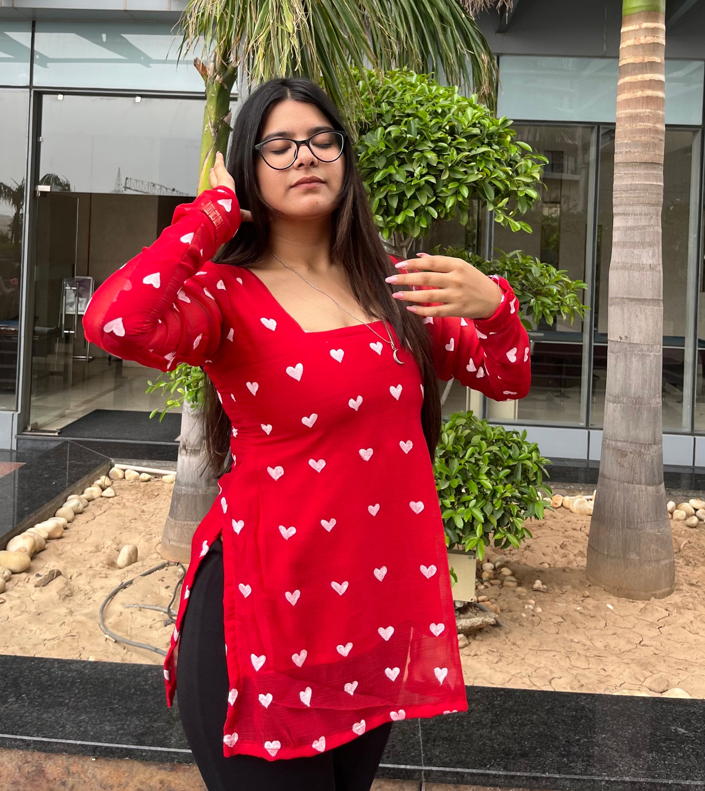 Handpainted Little Hearts Short Kurti