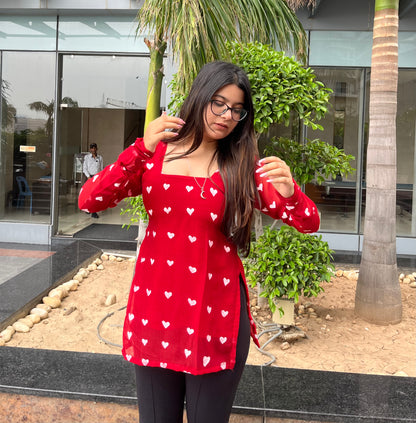 Handpainted Little Hearts Short Kurti