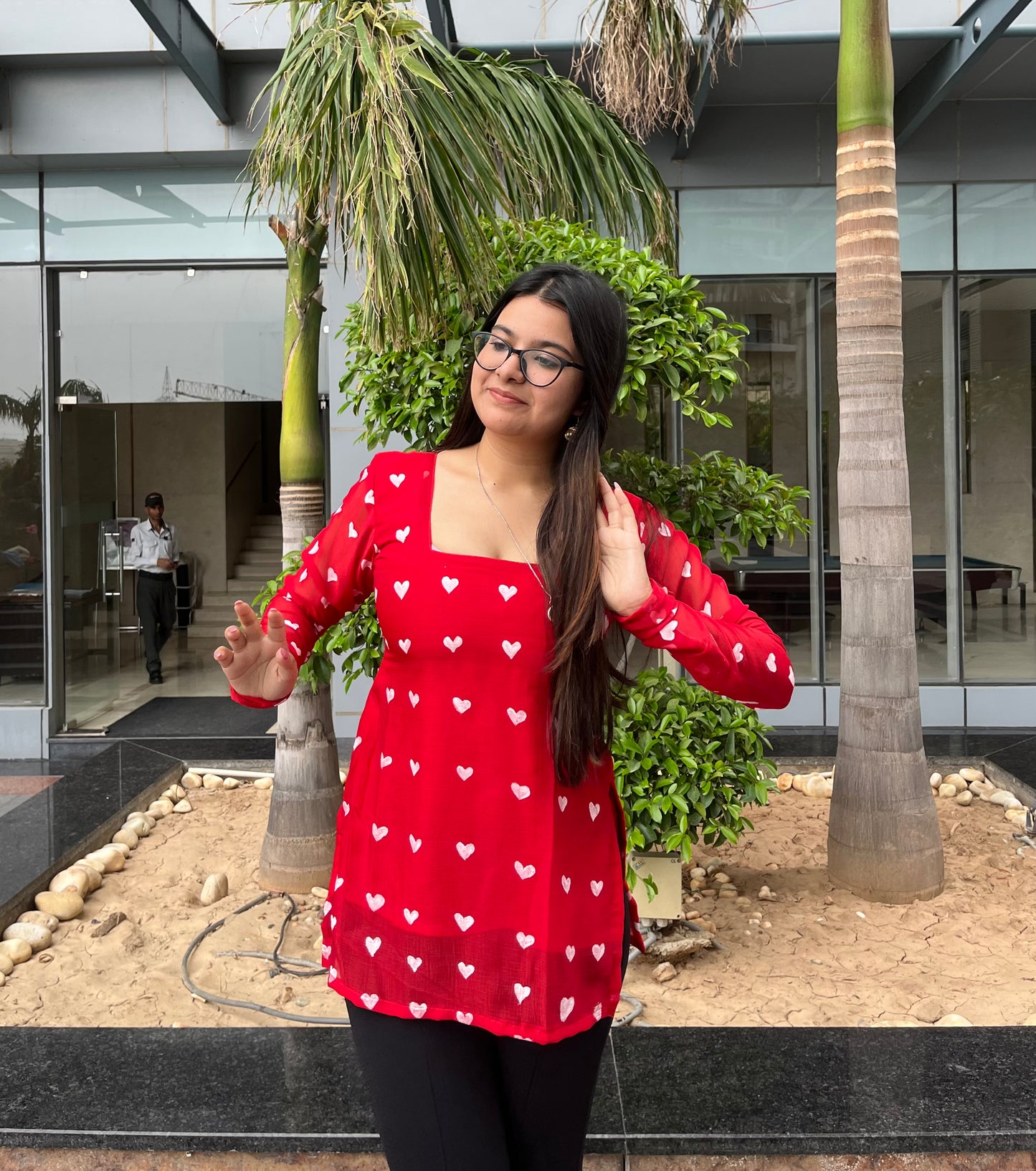 Handpainted Little Hearts Short Kurti