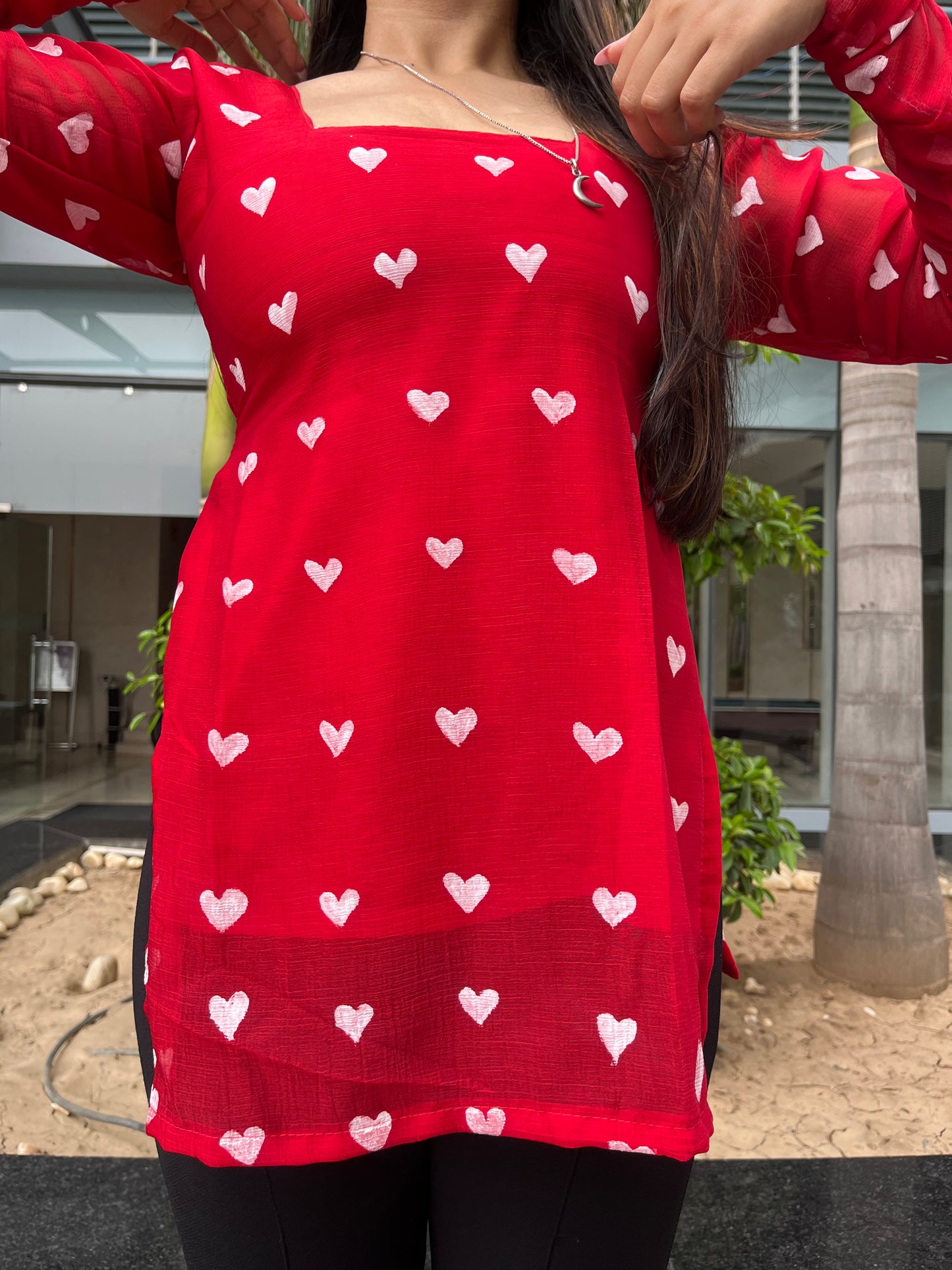 Handpainted Little Hearts Short Kurti