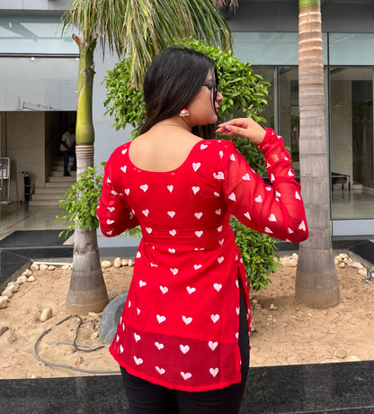 Handpainted Little Hearts Short Kurti