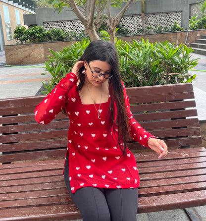 Handpainted Little Hearts Short Kurti