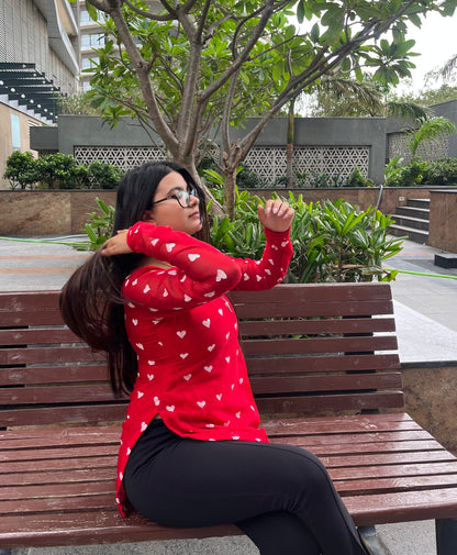 Handpainted Little Hearts Short Kurti