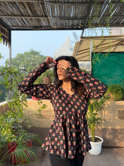 Kasa Black Short Kurti Top