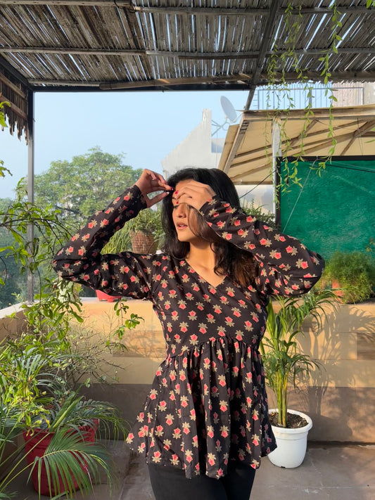 Kasa Black Short Kurti Top