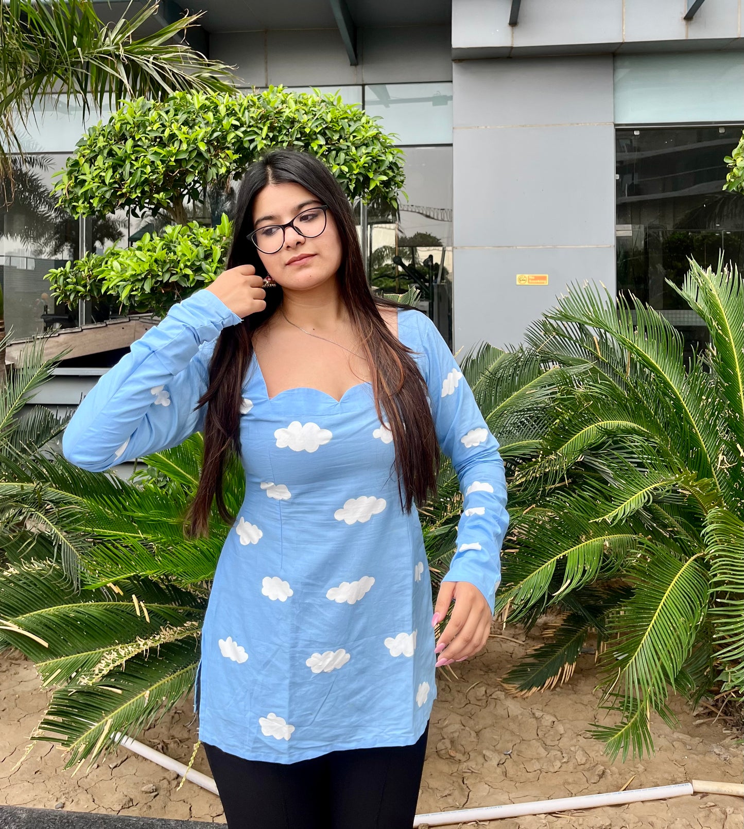 Handpainted Cloud Short Kurti