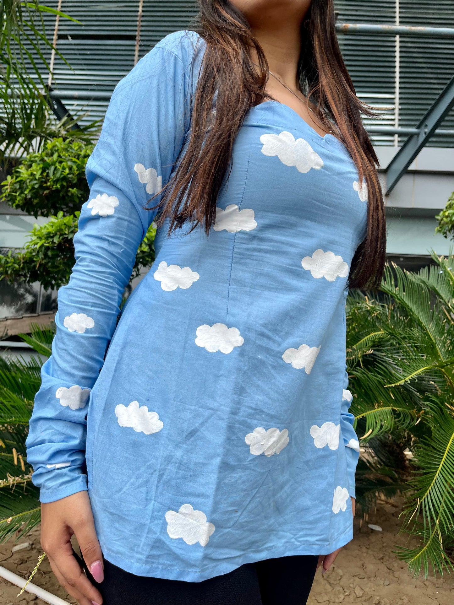 Handpainted Cloud Short Kurti