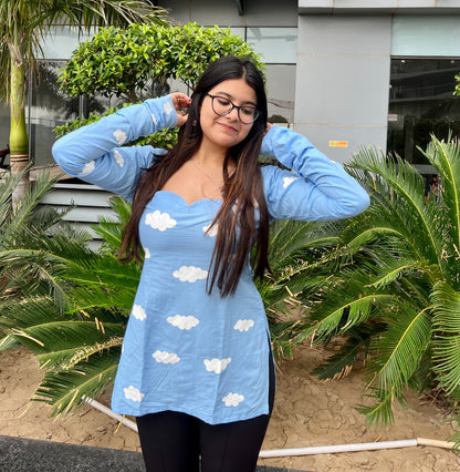 Handpainted Cloud Short Kurti