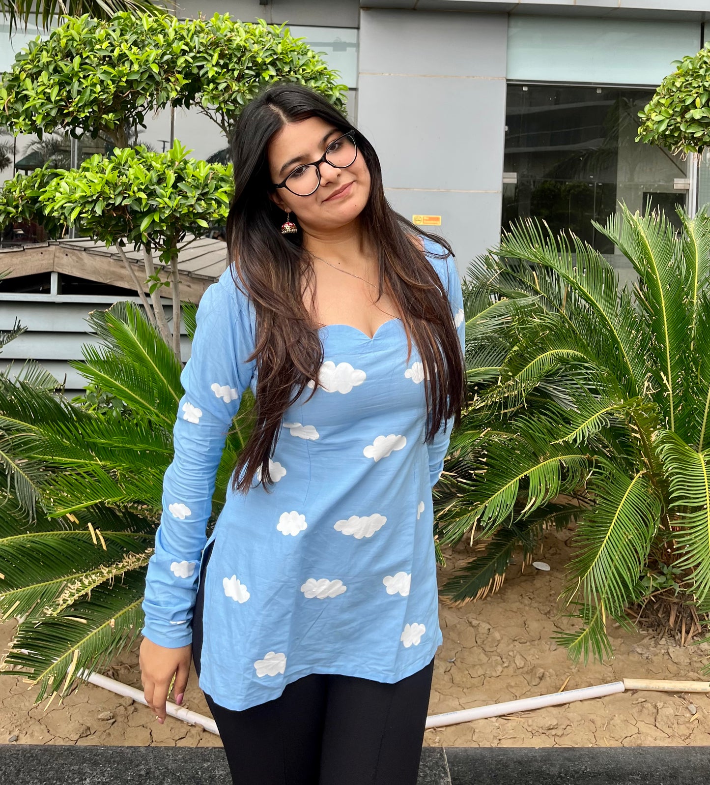 Handpainted Cloud Short Kurti