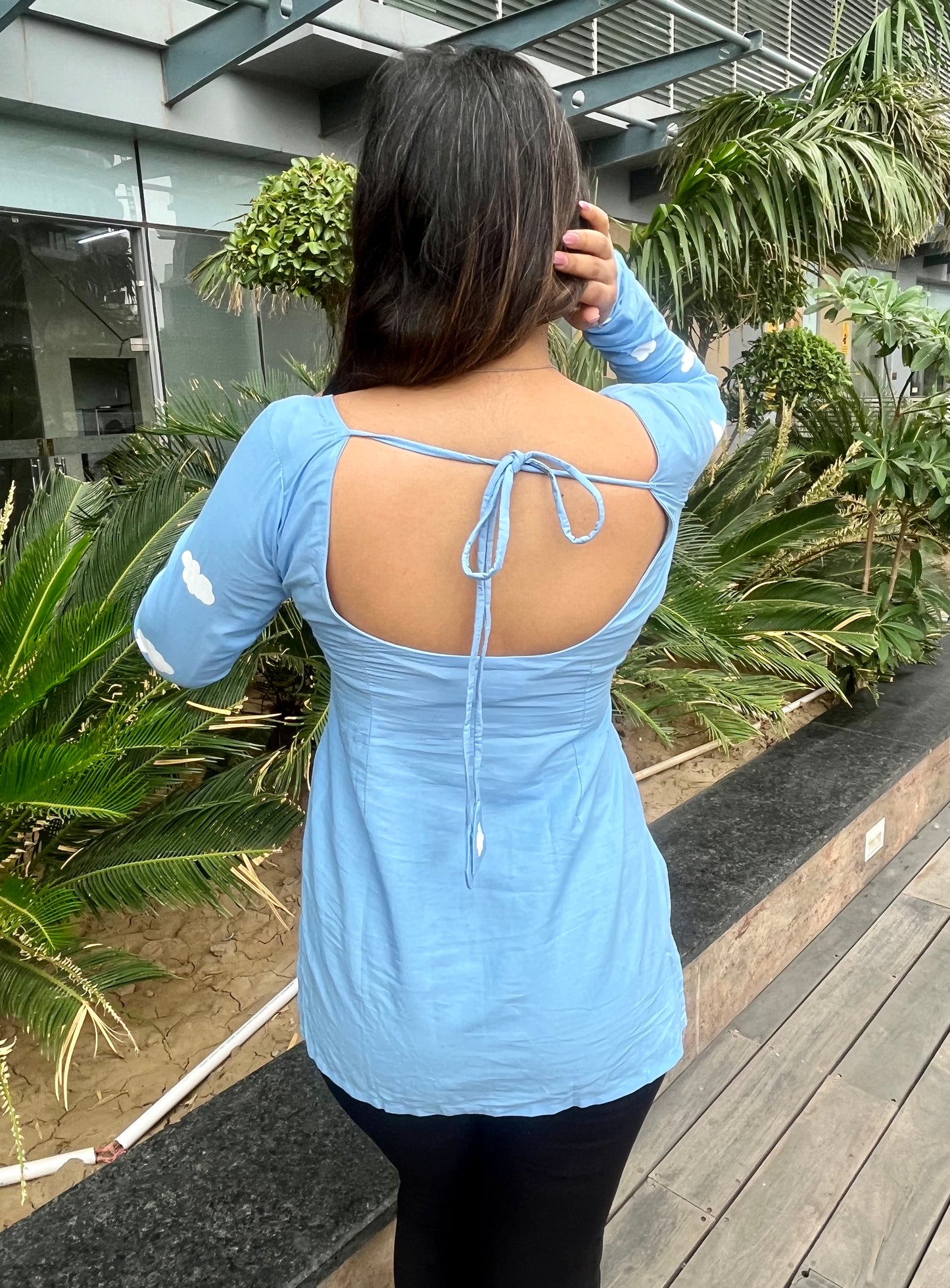 Handpainted Cloud Short Kurti