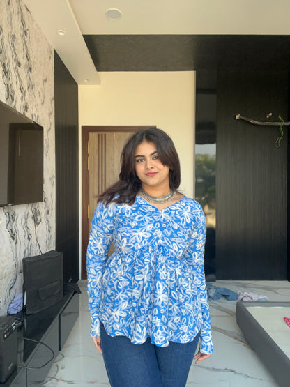 Bluish Short Kurti Top