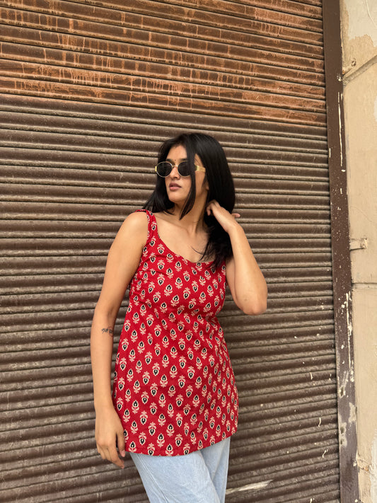 Blush Sleeveless Deep Backless Kurti