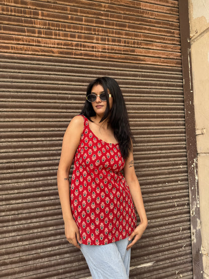 Blush Sleeveless Deep Backless Kurti