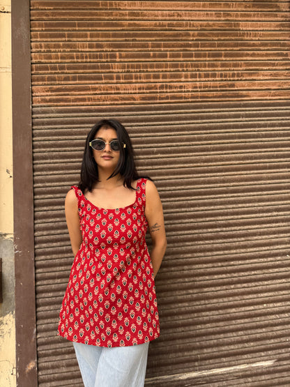 Blush Sleeveless Deep Backless Kurti