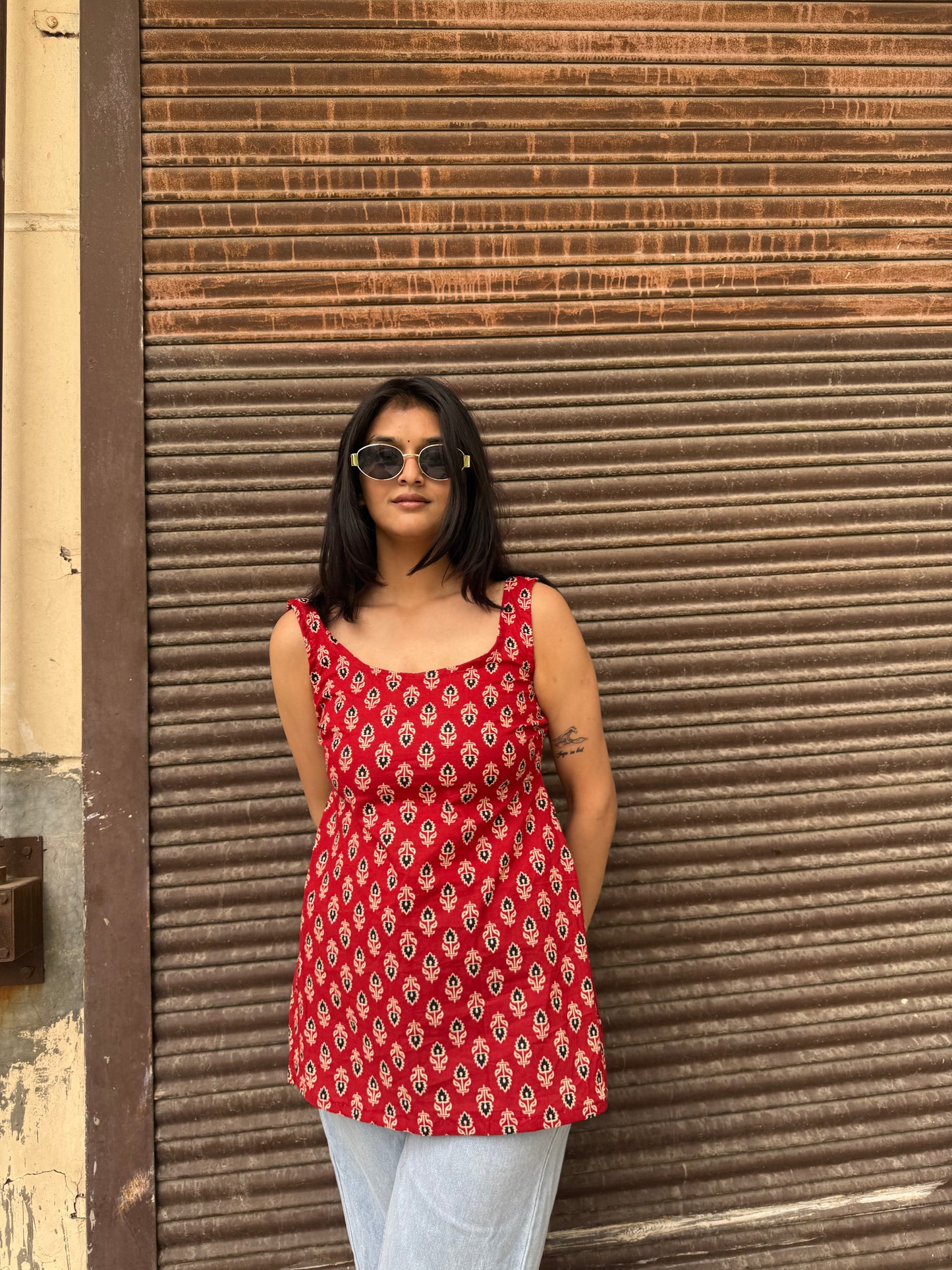 Blush Sleeveless Deep Backless Kurti