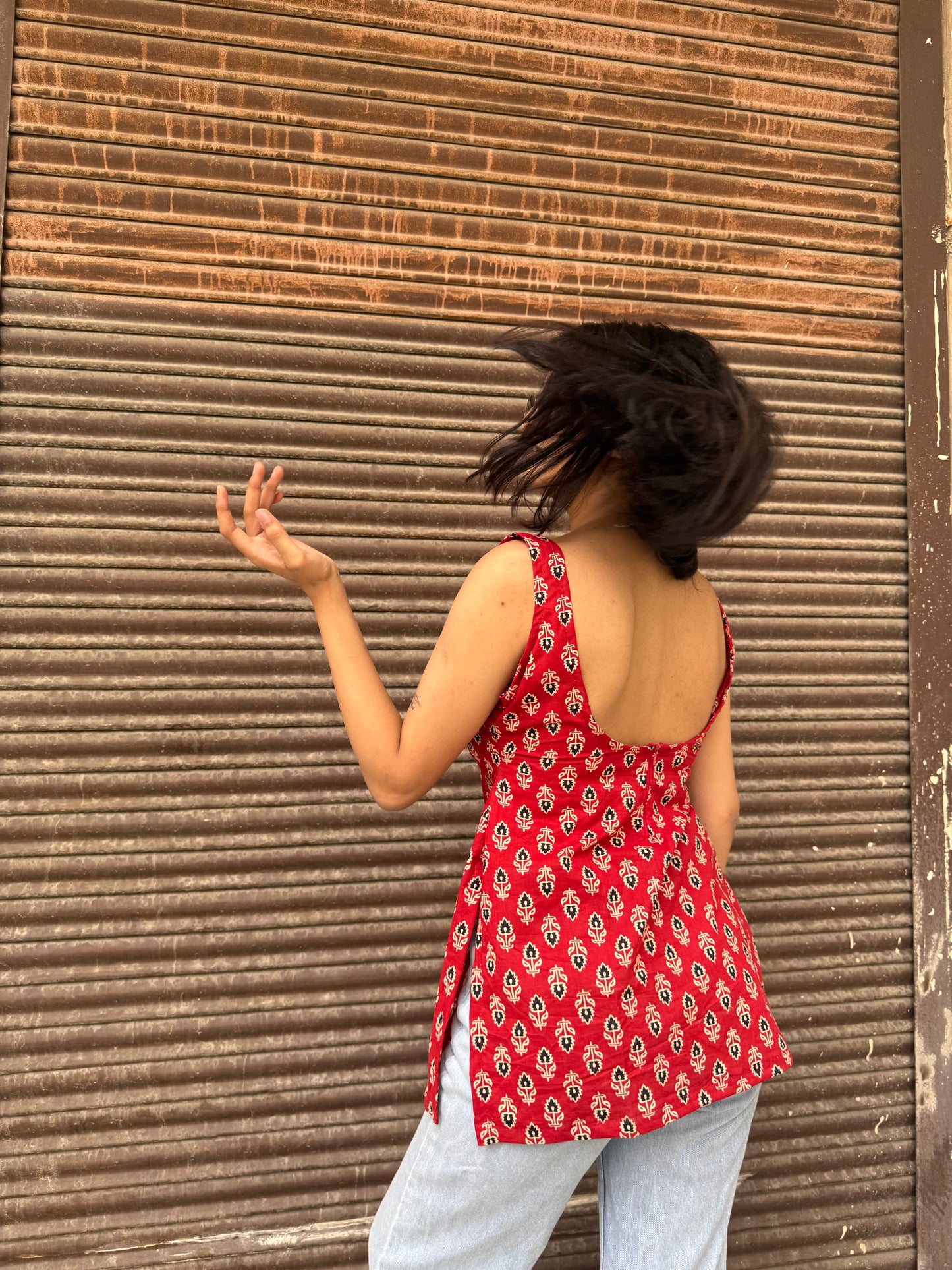 Blush Sleeveless Deep Backless Kurti