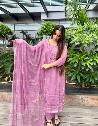 Purple Handwork Suit Set