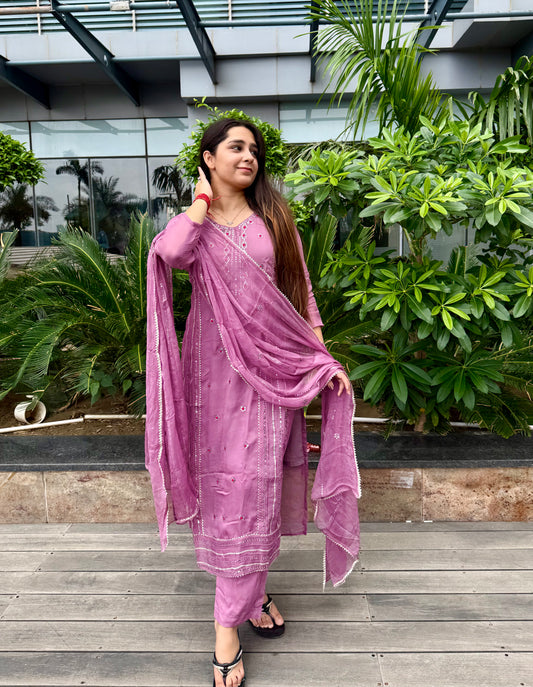 Purple Handwork Suit Set