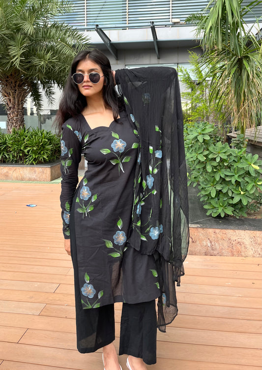 Handpainted Black Suit Set