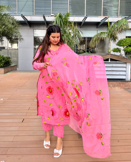 Handpainted Pink Suit Set