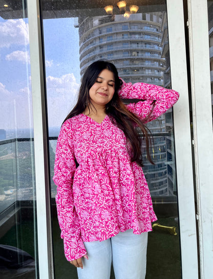 Pink Beauty Peplum Short Kurti
