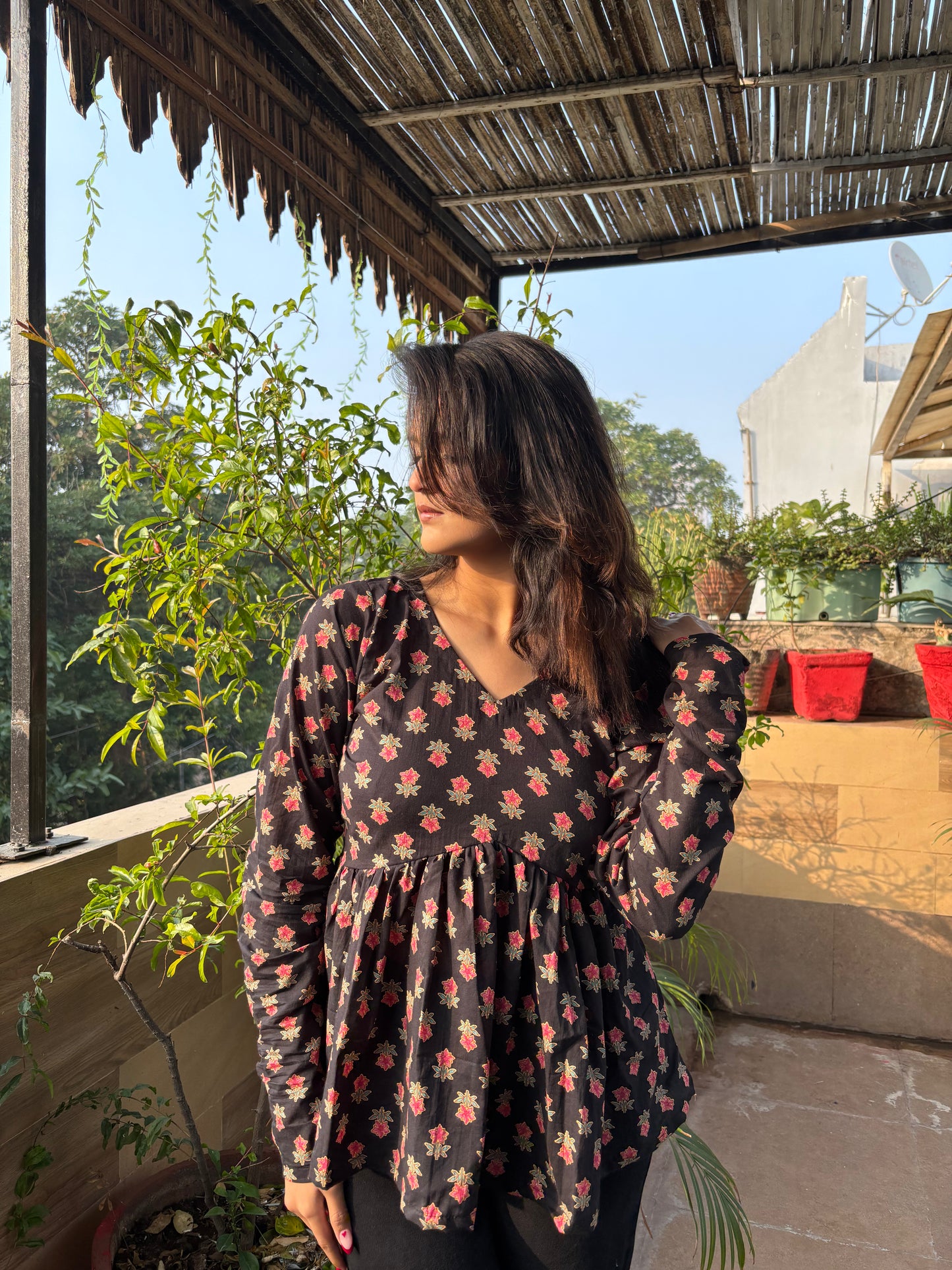 Kasa Black Short Kurti Top