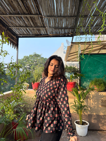 Kasa Black Short Kurti Top