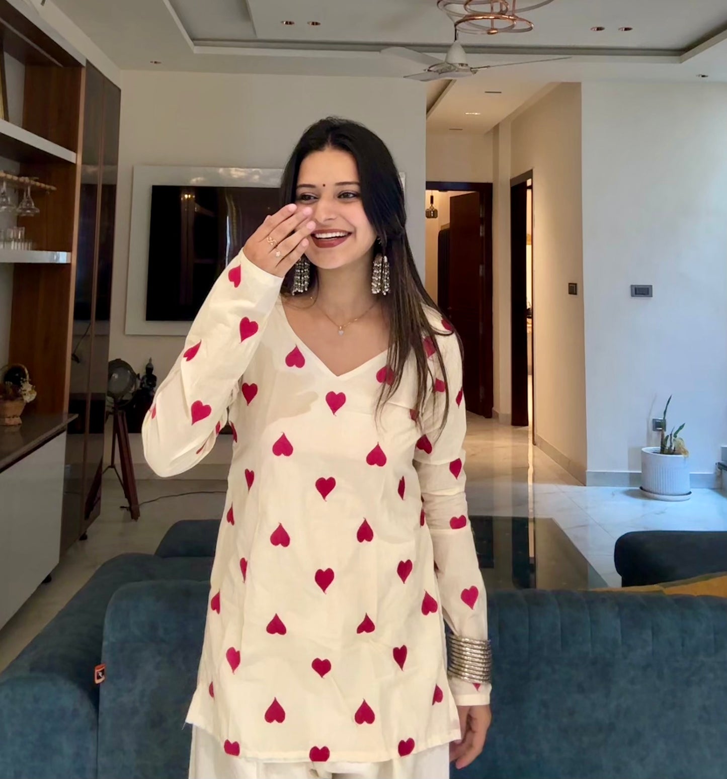 Pink Dil Embroidered Straight Short Kurti