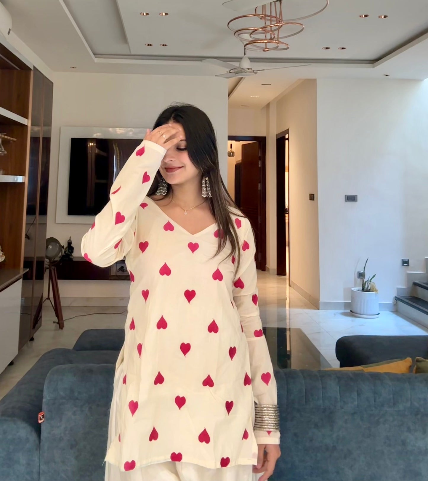 Pink Dil Embroidered Straight Short Kurti