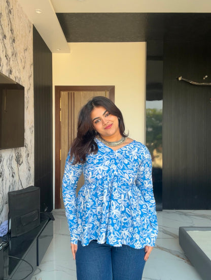 Bluish Short Kurti Top