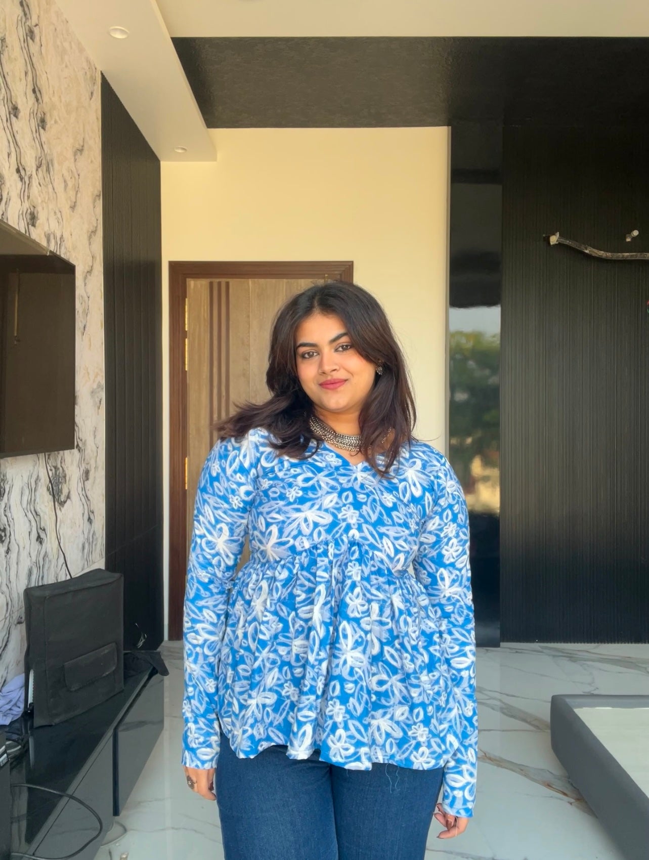 Bluish Short Kurti Top