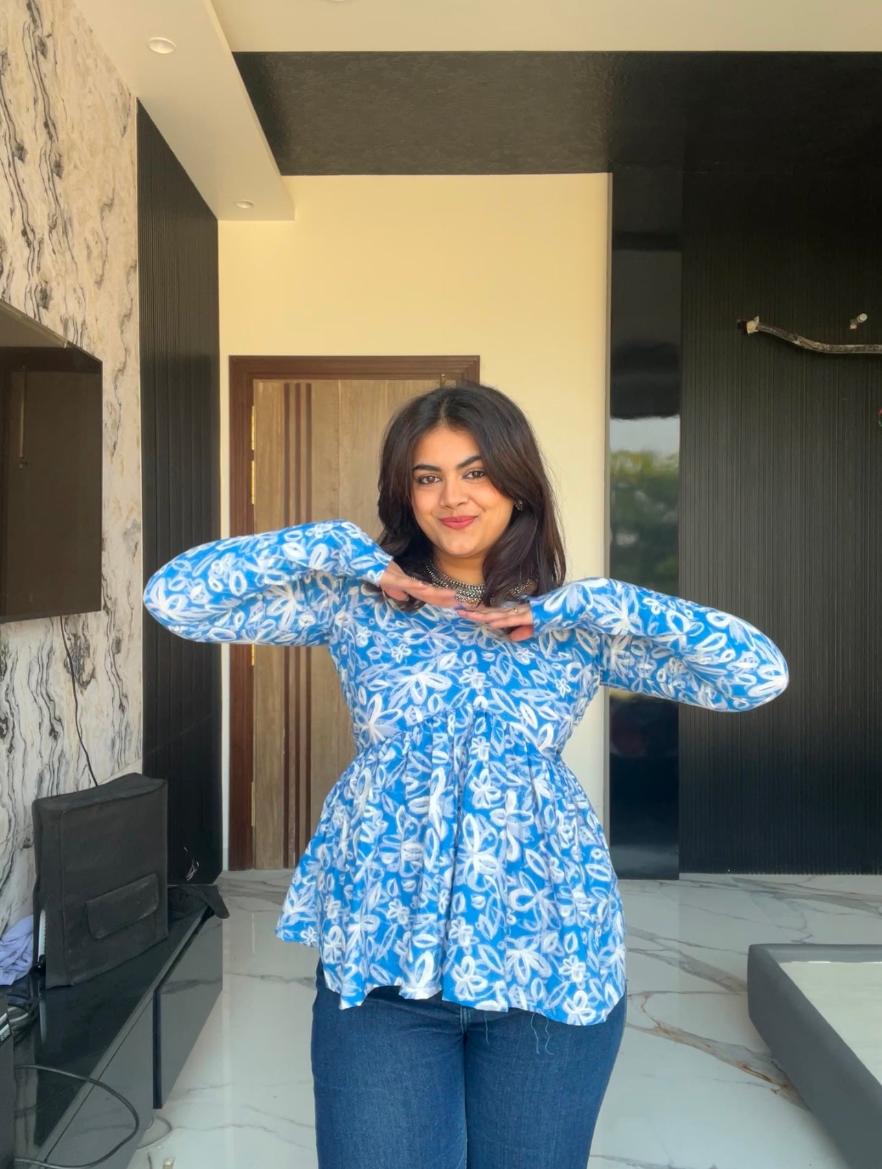 Bluish Short Kurti Top