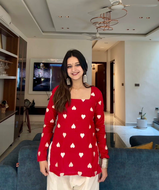 Pyar Embroidered Straight Short Kurti