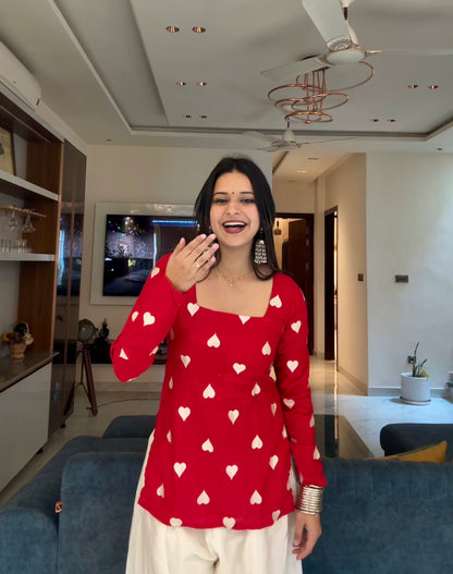 Pyar Embroidered Straight Short Kurti