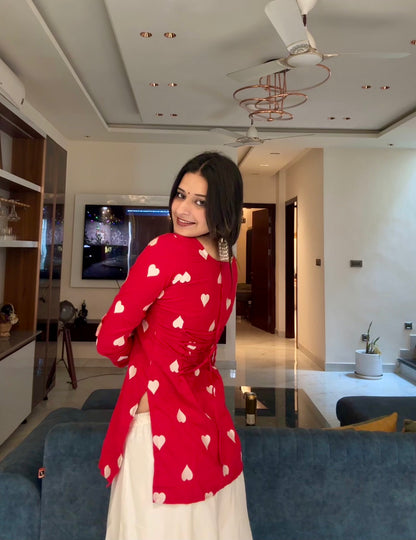 Pyar Embroidered Straight Short Kurti