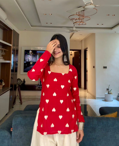 Pyar Embroidered Straight Short Kurti