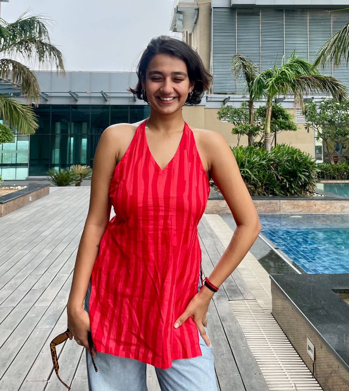 Luna Halter Neck Straight Short Kurti