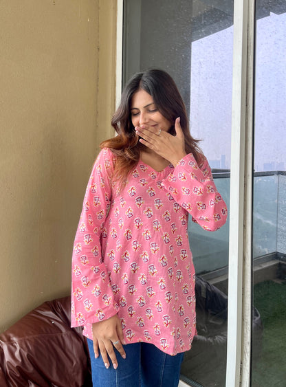 Pink Saphhire Straight Short Kurti