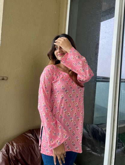 Pink Saphhire Straight Short Kurti