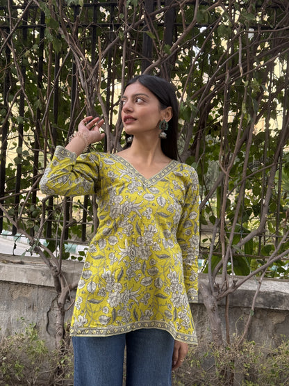 Pistachio Straight Short Kurti Top