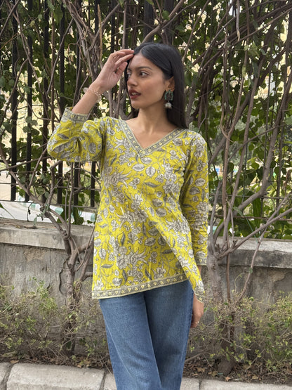 Pistachio Straight Short Kurti Top